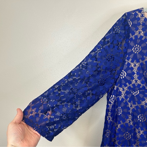 Jessica Howard Womens 16 1X Royal Blue Lace Dress Wedding Guest Cocktail Party - Picture 6 of 13